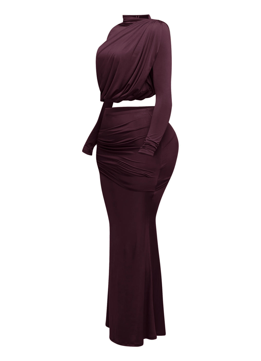 “Wine” Long sleeve Skirt Set